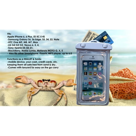 Ipod Video Waterproof Housing ZForce Waterproof Tight Cell Phone Case For Smartphones iPhone, Samsung, HTC, Sony, Nokia, Blackberry, and iPod (White) ()