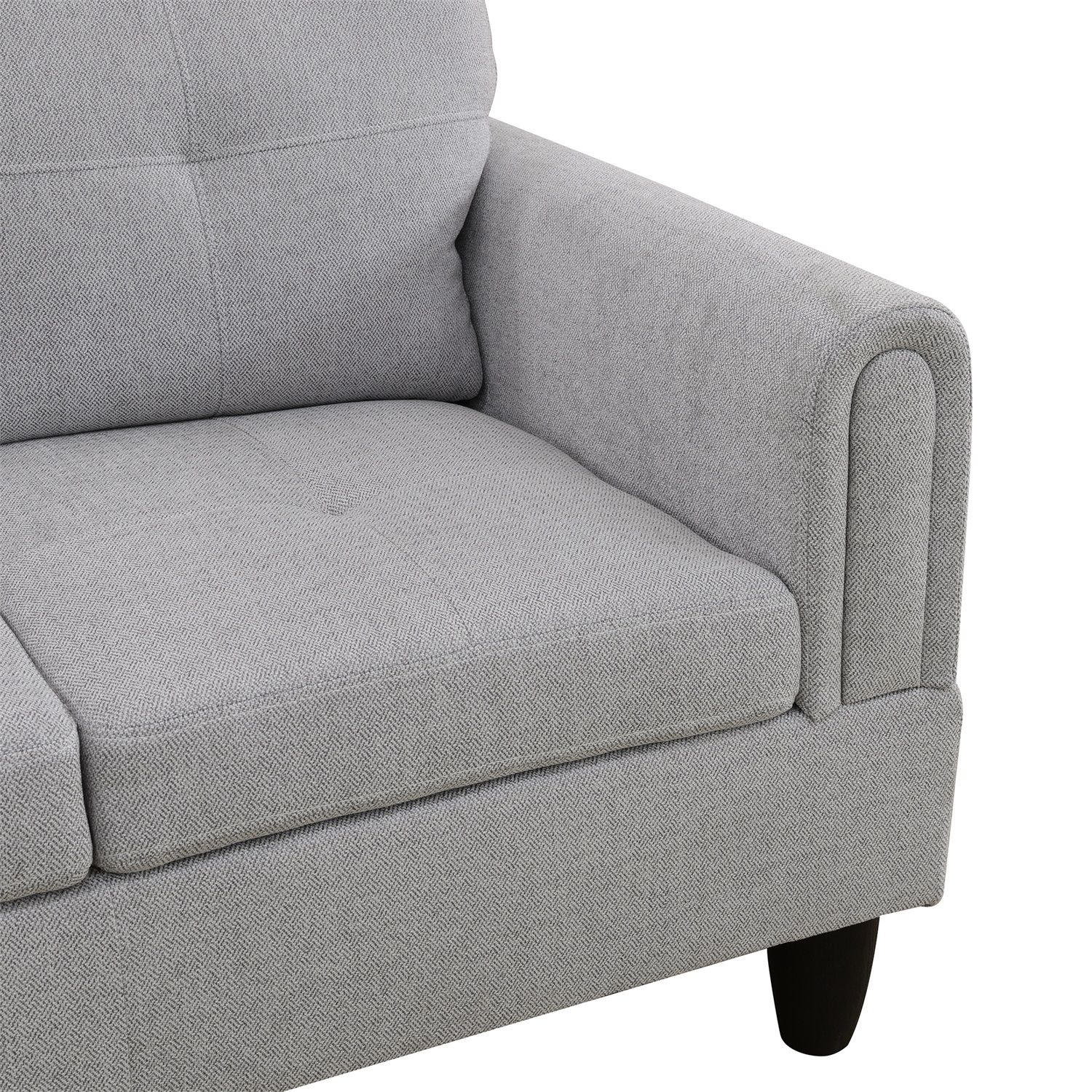 Hommoo Flannel Living Room Furniture Sets, 4-Seat Couches and Sofa Set, L Shaped Couch Set Sectional Sofa Set for Home, Apartment, Dorm, Grey(No Ottoman)