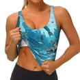 thumbnail image 3 of Hirioo Underwater Dolphin Scene for Women's Sports Vest with Full-Print Design, Stretchy Fabric and Removable Pads-X-Large, 3 of 8