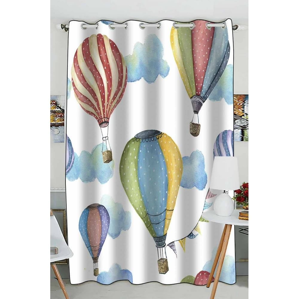 ABPHQTO Hot Air Balloon Window Curtain Kitchen Curtain Window Drapes Panel 52x84 inch (One Piece