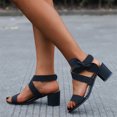 thumbnail image 5 of KBODIU Women's Open Toe High Heeled Sandals Ankle Strap High Chunky Heel Sandals Fashion Party Dress Sandals 7 cm Bow High Heel Block Sandals Black 42, 5 of 5