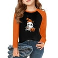thumbnail image 2 of Drmagiyhm Girl's T-Shirts Size 10-12 Casual Halloween Floral Print Shirt Trendy Cute Holidays Long Sleeve Tshirts Girl Crewneck Tops, Tees & Blouses 7-8 Years Earthy Yellow, 2 of 5