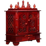 Homecrafts Wooden Pooja Mandir Temple for Home (Large 24 X 12 X 30 W X D X H inch, HON, Red)