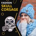 thumbnail image 2 of Qarigey Broches para mujer, pasador de pecho de aleación Punk Rock con diamantes de imitación, chal de estilo Calavera de Halloween, accesorios, ropa Accesorios de disfraces plata antigua, 2 of 6