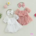 thumbnail image 2 of Eliza-Romper Vestido 0-24 Meses Bebé Niña Verano Lazo Frontal Mameluco De Tul Con Diadema, 2 of 4