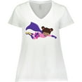 thumbnail image 3 of Inktastic African American Girl, Purple Cape, Superhero Girl Women's Plus Size V-Neck T-Shirt, 3 of 5
