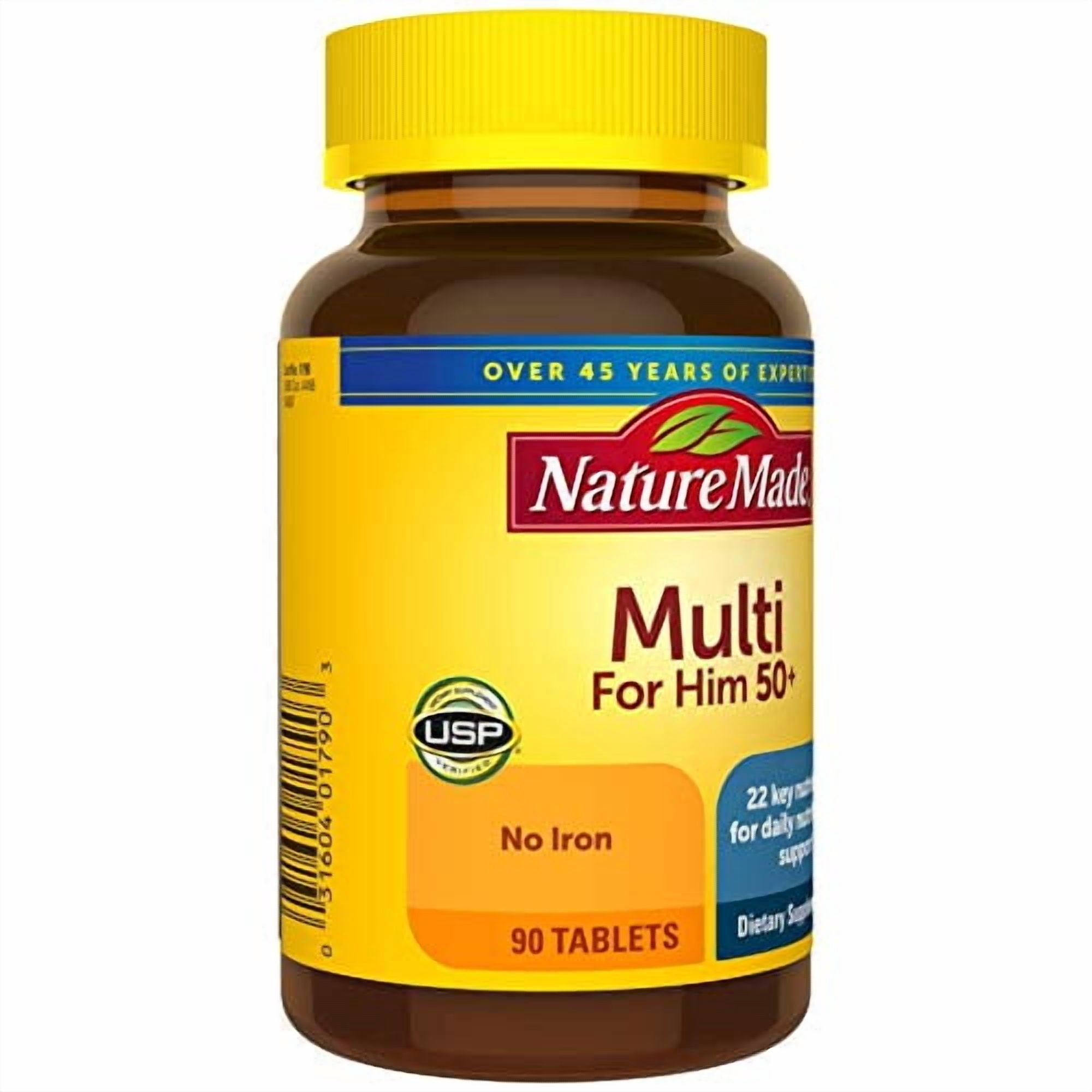 Nature Made Men's Multivitamin 50+ Tablets with Vitamin D, 90 Count (Packaging May Vary)