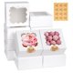 thumbnail image 1 of Paquete de 100 Cajas de para Postres con Tapa Transparente, Cajas de Panader&iacute;a Blancas con Pegatinas, Cajas para Postres para Postre, Fresas, Galletas, Pasteler&iacute;a, Peque&ntil, 1 of 7