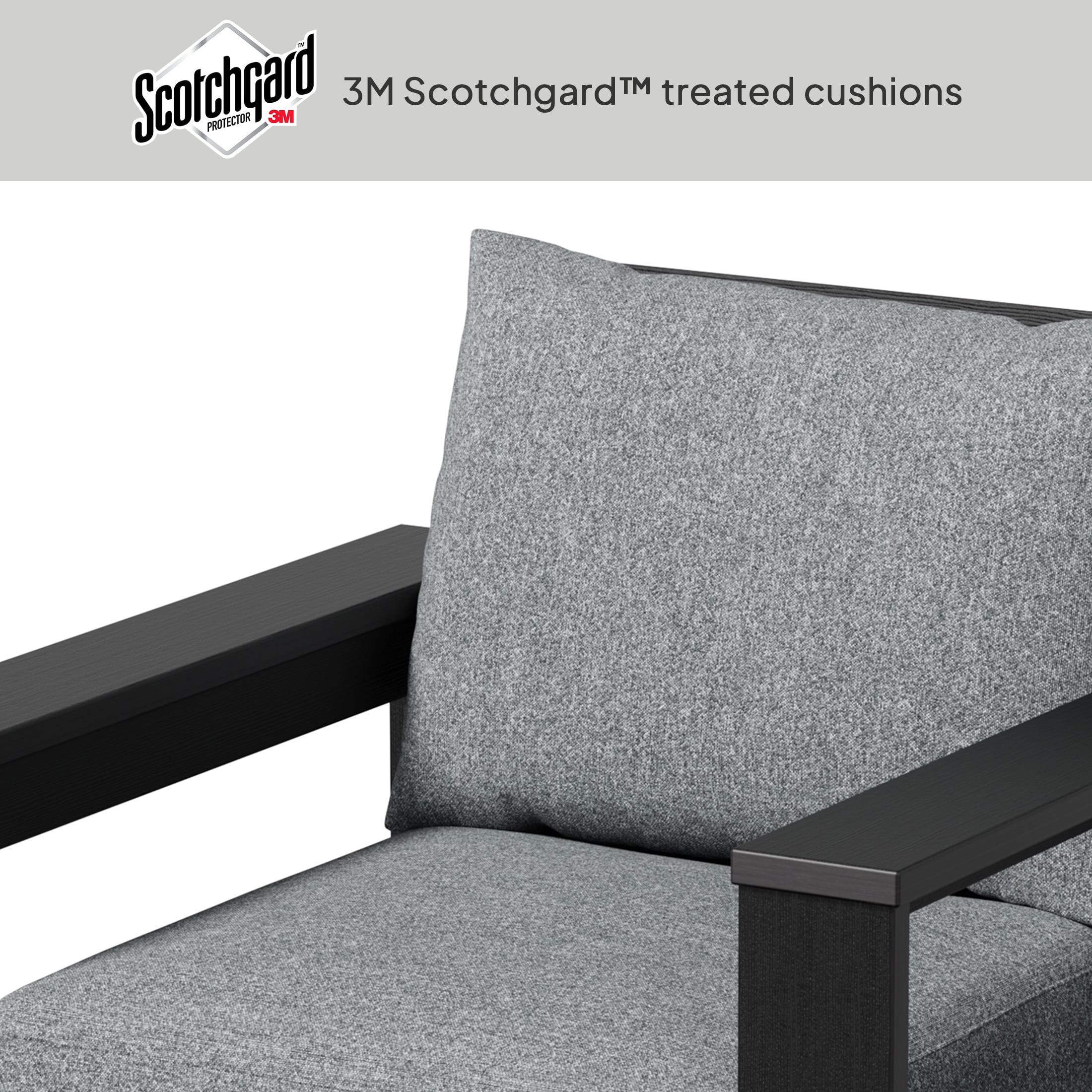 Better Homes & Gardens Ezra Outdoor HDPE Club Chair, Black with Bellamy Gray Cushions