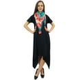 thumbnail image 4 of Bimba Women's Casual Black Short Sleeves Asymetrical Hem Dress With Scarf - 4, 4 of 5