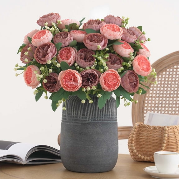Realistic Artificial Peony Fake Flowers - Home Decor Arrangement, Easy to Arrange Vibrant for Bedroom Living Room Wedding Flower Wall Decor
