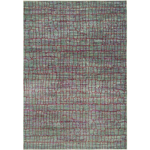 SAFAVIEH Valencia Ulysses Abstract Polyester Area Rug, Green/Red, 5' x 8'