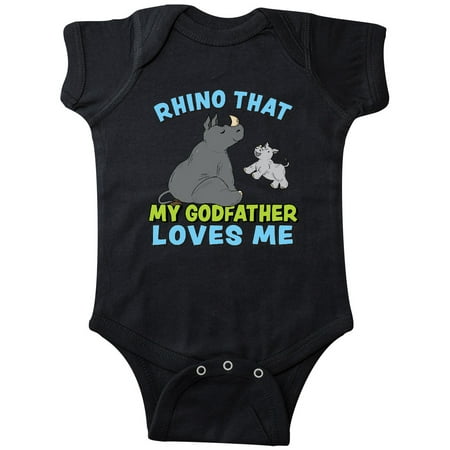 

Inktastic Rhino That My Godfather Loves Me with Cute Rhinos Gift Baby Boy or Baby Girl Bodysuit