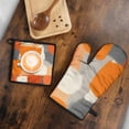 thumbnail image 5 of Orange and Grey Abstract Art Artwork Kitchen Oven Mitt and Pot Holder Sets 2 Pcs for Baking, Cooking and Grilling, Heat Resistant Up To 392 °F, 5 of 7