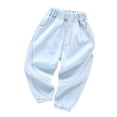 thumbnail image 2 of Boys Casual Jeans for Toddlers and Kids Lightweight Elastic Waist Comfortable Everyday Wear Spring Summer Loose Fit Pure Color Long Trousers for 2-7,Color:Light Blue,Size:5-6 Years, 2 of 4