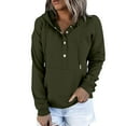 thumbnail image 2 of pstuiky Womens Sweatshirt, Women Solid Color Round Neck Long Sleeve Sweatshirt Relaxed Fit Stylish Plus Size Girls Sweatshirts Women Coats for Girl Army Green L, 2 of 6