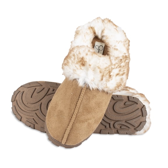 Jessica Simpson Womens Fluffy Clog Slipper with Memory Foam