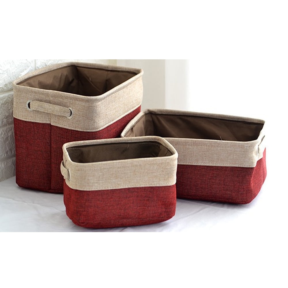 Aoujea Foldable Storage Bins,Linen Fabric Foldable Collapsible Storage Cub-e Bin Organizer Basket with Lid and Handles,Storage Cubes for Toys, Shelves