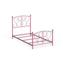 Furniture of America Aubrey Novelty Metal Twin Panel Bed in Pink