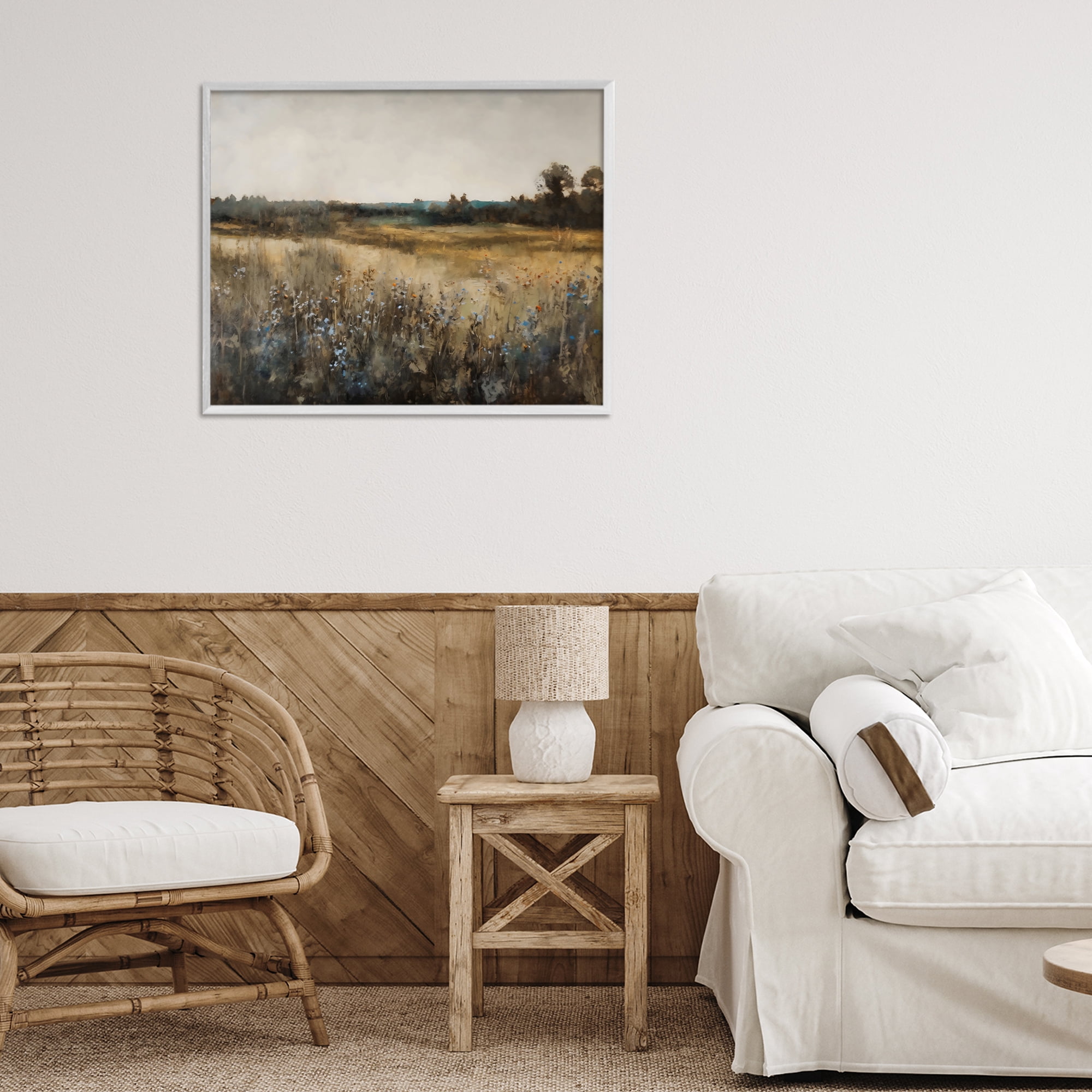 Stupell Industries Wildflowers & Wheat Meadow White Framed Giclee Art, design by Creative Studio