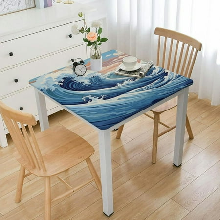 

YANMS Wave Square Tablecloth 100% Polyester Fiber for Dining Table Protection and Decoration 52*52