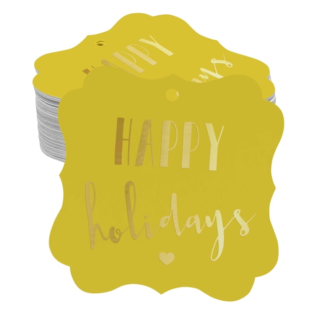 Inkdotpot Pack Of 100 Real Gold Foil Bracket Shape Paper Tags Happy Holiday Favor Hang Tags