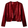 thumbnail image 4 of NominalSnug Womens Sequin Cardigan Open Front Long Sleeve Cropped Casual Jacket with Pockets Fall Outfits, 4 of 7