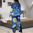 thumbnail image 7 of Kuiaobaty Van Gogh Starry Night Women's Pajama Set Long Sleeve Sleepwear Button Down Tops with Pants with Pockets Casual Loungewear Sets Holiday Nightgown, 3XL, 7 of 7