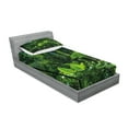thumbnail image 2 of Plant Fitted Sheet & Pillow Sham Set, Green Jungle Untouched Nature Environmental Concerns Flora Fauna Jungle Rainforest, Decorative 4 Piece Bedding Decor Set, Twinxl, Forest Green, by Ambesonne, 2 of 3