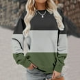 thumbnail image 3 of IROINNID Fall Shirts for Women Long Sleeve Tops Casual Patchwork Round Neck Pullover Relaxed Fit Comfy Sweatshirt Tops,Olive Green, 3 of 5