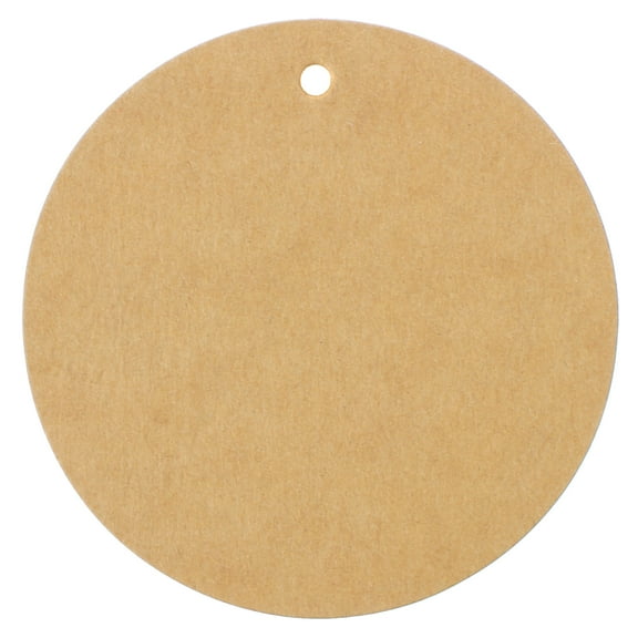 CleverDelights 3" Kraft Gift Tags - 100 Pack - Round Circle Brown Paper Hang Tag