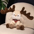 thumbnail image 2 of Plush Moose Stuffed Animal Soft Toy Large Antlers Cuddly Companion for Kids and Adults Home Decor Gift, 2 of 4