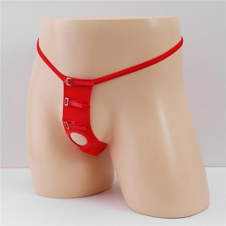 

TMGONE Fashion Men s Bundled T-pants Low Waist Tight Hip Exposed Gay Panties， Red， One Size(Buy 2 Get 1 Free)