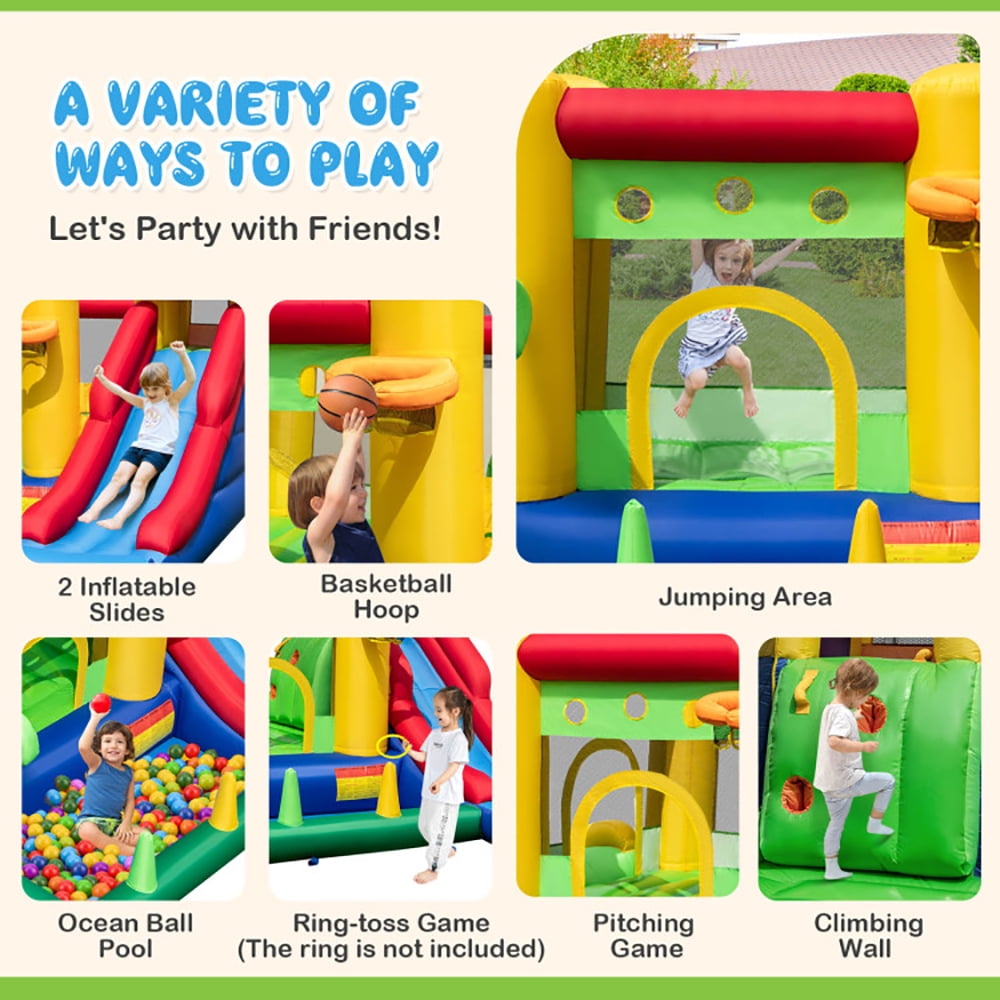 Aimee Lii Inflatable Bounce Castle with Double Slides and 735W Blower, Bounce House for Kids 3-10