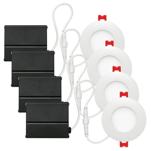 Globe Electric 3 in. White Ultra Slim Integrated LED Recessed Lighting Kit, 91125
