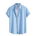 thumbnail image 2 of Men's Casual Short Sleeve Button-Down Shirt, Solid Color Polyester Top for Summer Outdoor Wear, 2 of 9