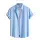 thumbnail image 2 of Camisa Elvqul Hombre Casuales de Color Sólido Manga Corta Azul Claro Solapa Abotonada, 2 of 9