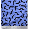 thumbnail image 1 of Soimoi Blue Modal Satin Fabric Brush Stroke Abstract Printed Fabric 1 Yard 42 Inch Wide, 1 of 3