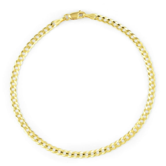 Nuragold 10k Real Yellow Gold Solid Cuban Curb Link 2.5mm Chain Bracelet or Anklet (7"-9") Italian Jewelry for Men & Women