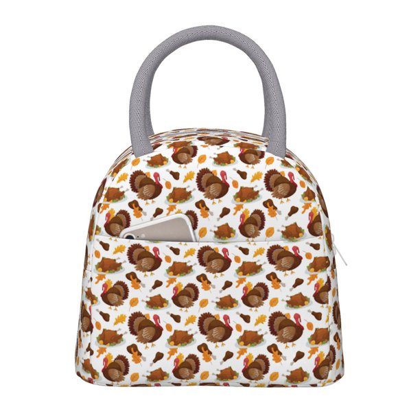 Easygdp Turkey And Thanksgiving3 Bolsa de Almuerzo Insulada Grande, Forro de Aluminio, Diseño Espacioso, a Prueba de Fugas, Ideal para Trabajo, Picnics, Viajes y Actividades al Aire Libre