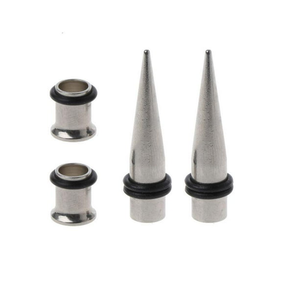 Unisex 4 Pack 7mm Taper and Plugs Stainless Steel Tapers and Tunnels Ear Stretching Kit Gauges Set for Stretching Ears