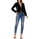 thumbnail image 2 of Chaqueta de motociclista recortada de terciopelo con solapa de pico y cremallera para mujer INSPIRE CHIC XS negra, 2 of 7