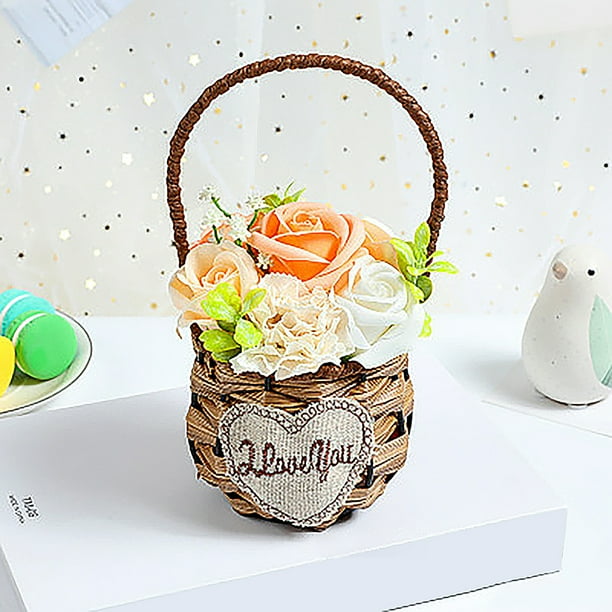LSLJS Artificial Flowers Artificial Flowers in Basket Fake Plants for