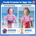 thumbnail image 4 of MoKo Swim Floaties Vest for 13-30lbs/30-70lbs, Children Water Wing Arm Floaties Equipment with Crotch Strap and Whistle, Purple Mermaid, 4 of 7