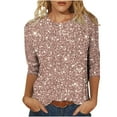thumbnail image 2 of Blmnix Crew Neck Fall Shirts 3/4 Sleeve Sequin Business Casual Women's Blouses, 2 of 6