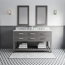Water Creation Madalyn 60" Double Sink Wood Bathroom Vanity in Gray and White