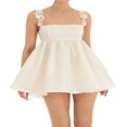 thumbnail image 1 of PENGXIANG Women Y2k Flare Mini Dress Spaghetti Strap Rhinestone Ruffle Short Dress Sleeveless Lace Bodycon Party Dresses Black M, 1 of 4