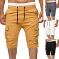 thumbnail image 3 of guisaled Cargo Shorts Mens Knee Length Elastic Waistband Drawstring Casual Shorts Slim Fit Multiple Pockets Long Shohrts Clothing, 3 of 6