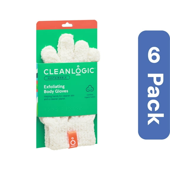 Cleanlogic Bath Gloves Sustainable 1 pr (Pack Of 6)