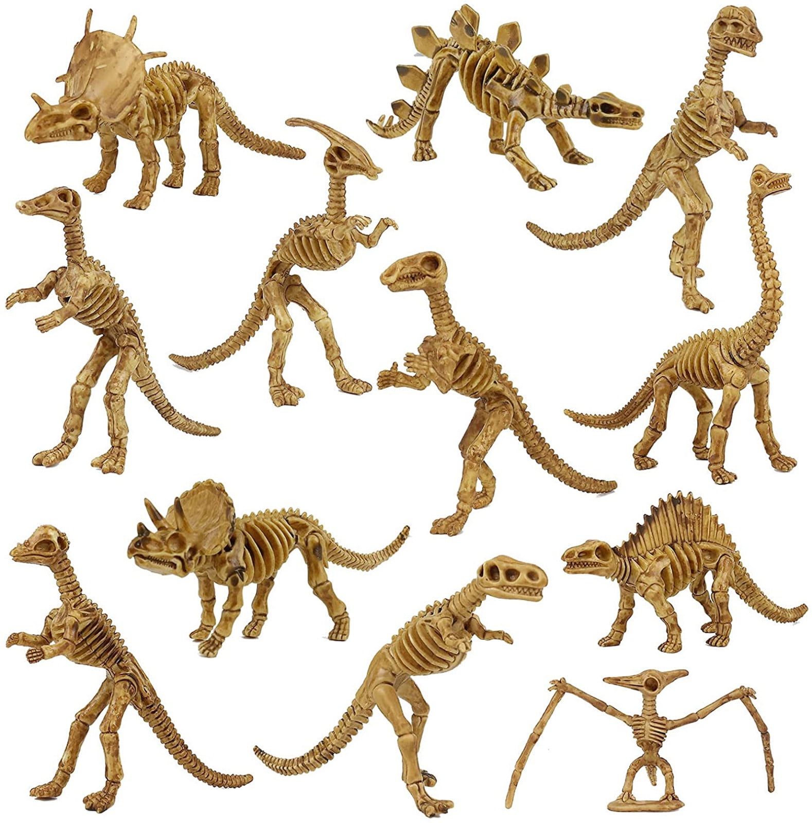 12X Various Plastic Dinosaurs Fossil Skeleton Dino Figures Kids Toy Gift Nice DD 